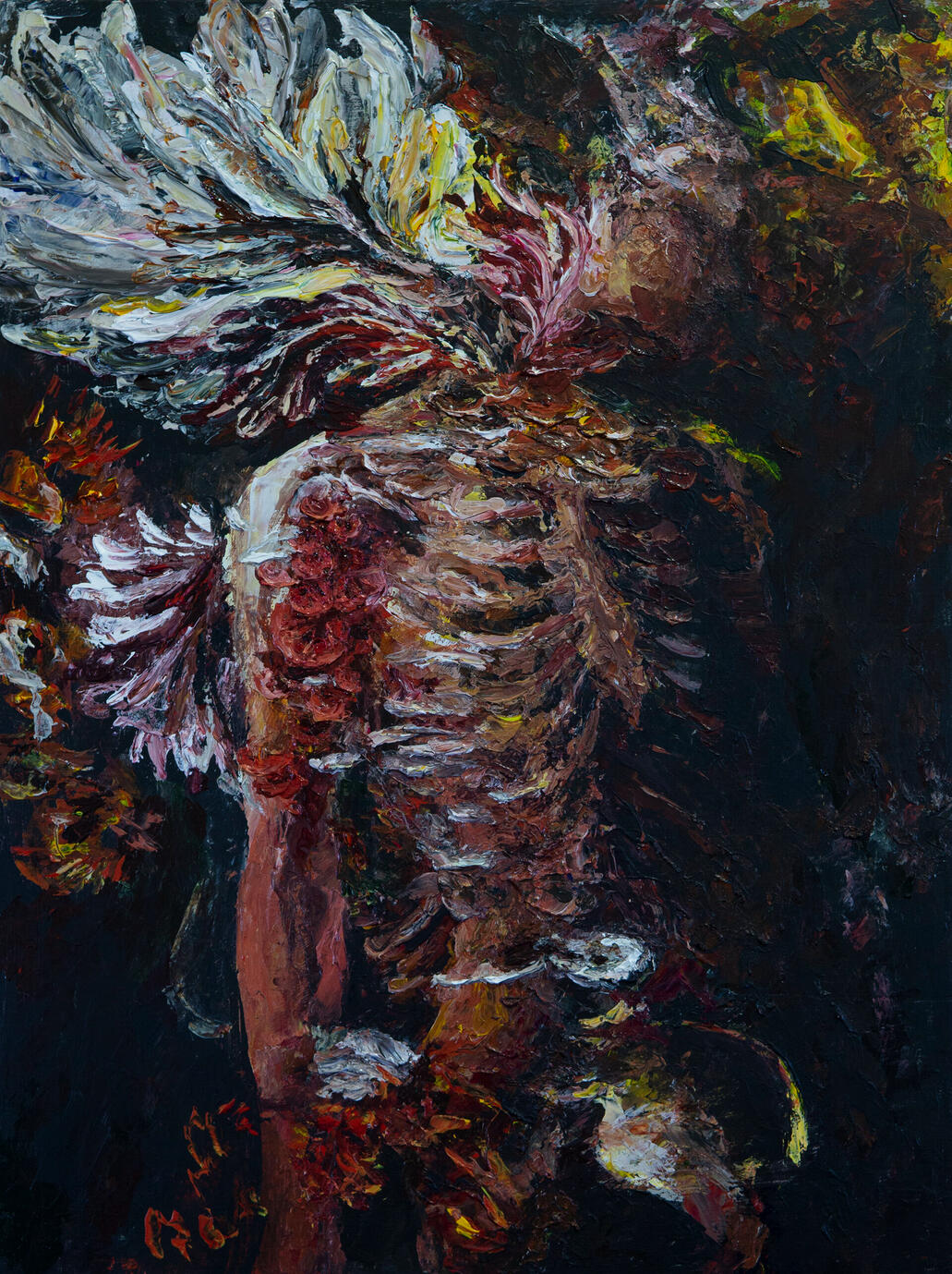Earth Flower, 16” x 21.5”, acrylic on wood, 2019.